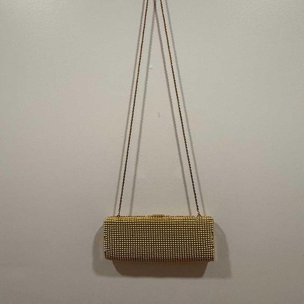 Elegant Gold Beaded Clutch Bag